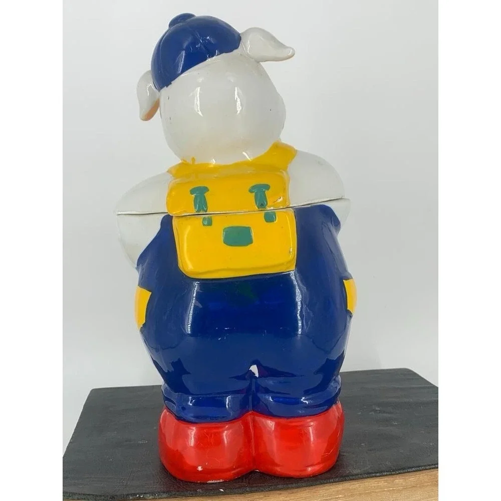 Vintage Cookie Jar-Ceramic Farmer Pig- MCM Farmhouse, Flawless